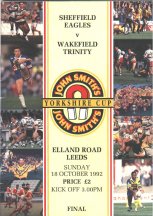 Wakefield's first trophy since 1968 came in the final Yorkshire Cup Final on October 18th, 1992 at Elland Road, Leeds. Geoff Bagnall was the last captain to hold the cup aloft, after a man-of-the-match performance from Nigel Wright.